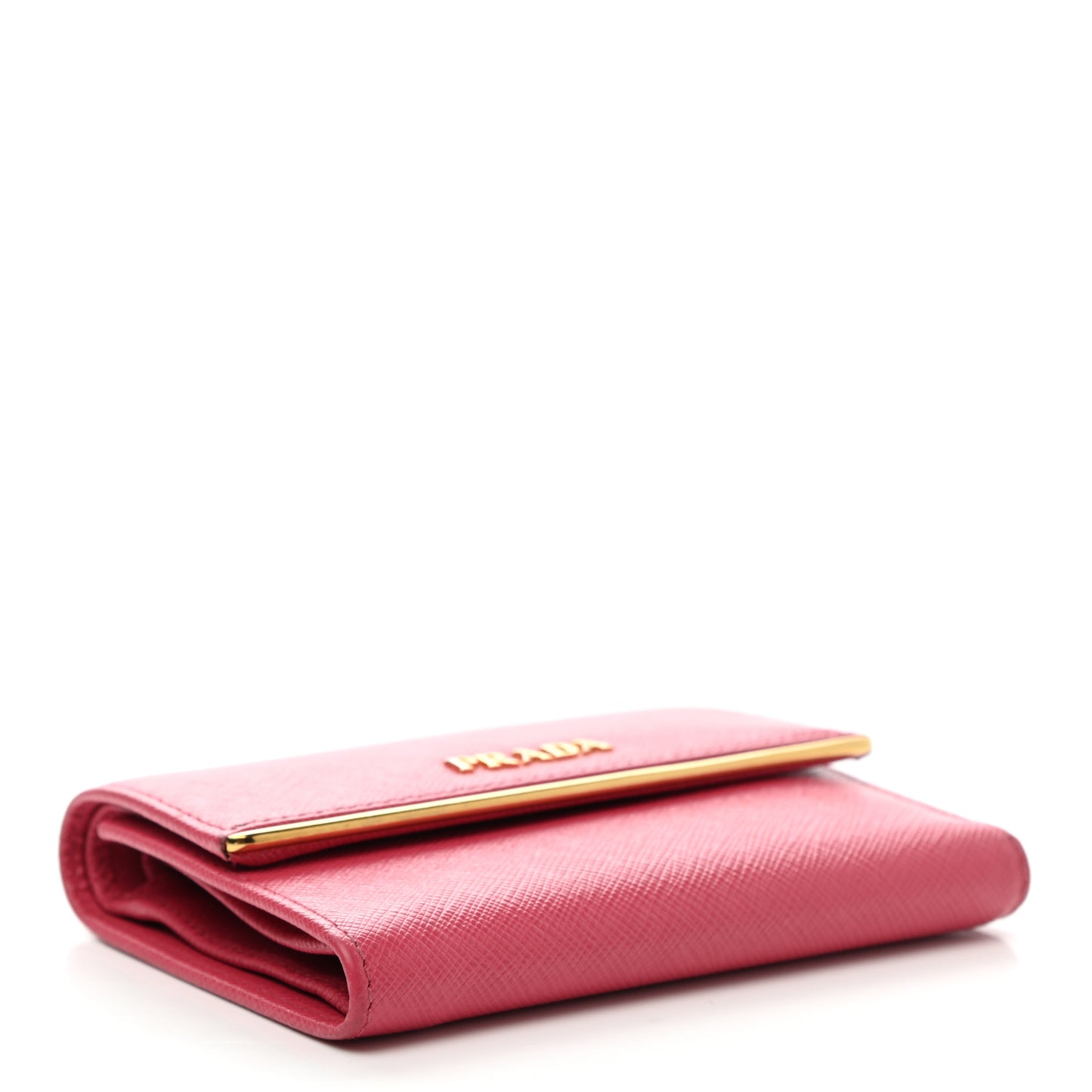 Saffiano Metal Bar Flap Wallet Peonia