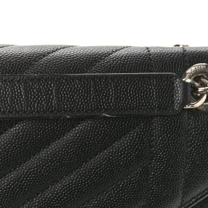 Saint Laurent Grain De Poudre Textured Mixed Matelasse Large Triquilt Monogram Satchel Black 13 of 19