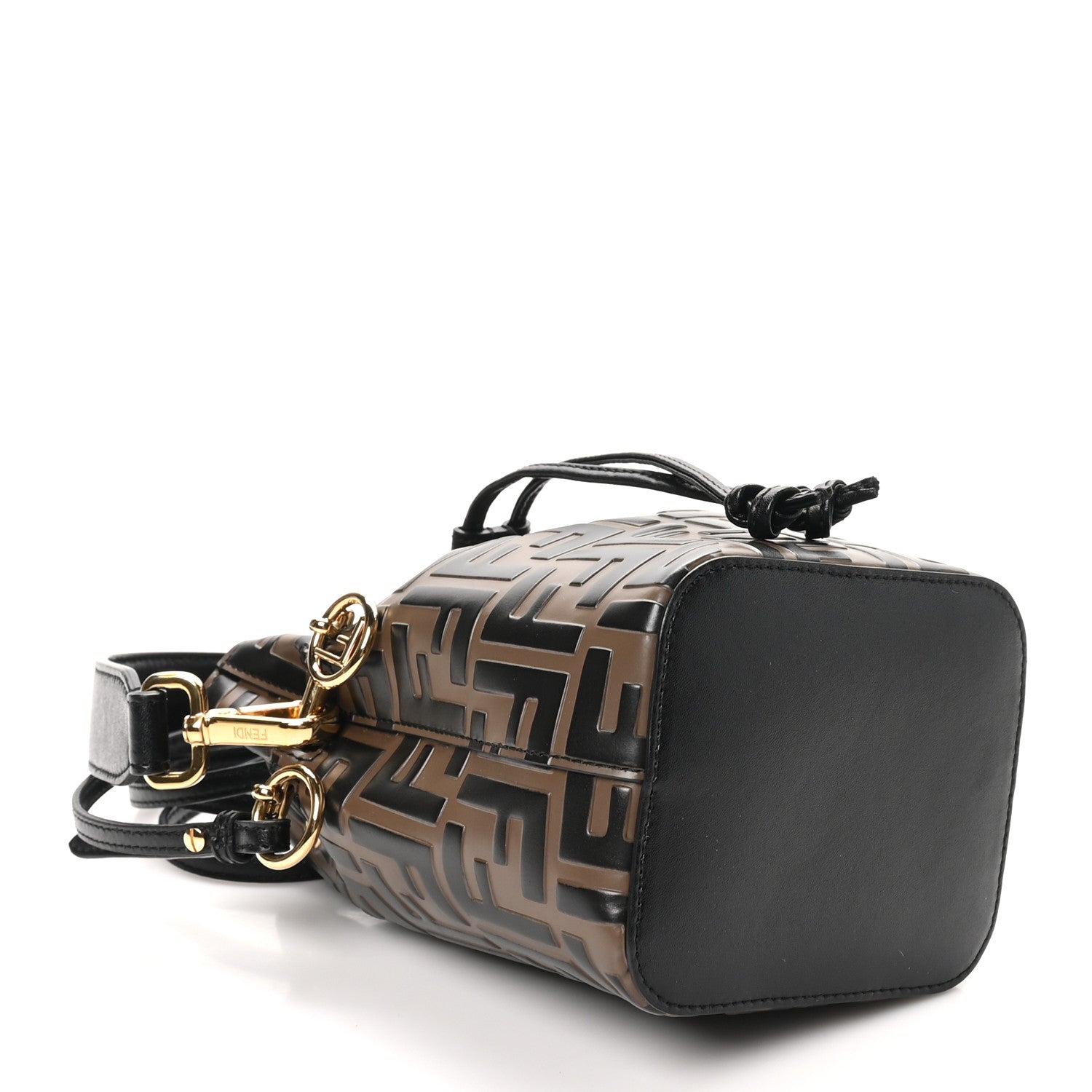 Fendi Vitello Liberty F is Fendi Bi-Color FF 1974 Embossed Mini Mon Tresor Bucket Bag Maya Black 4 of 10