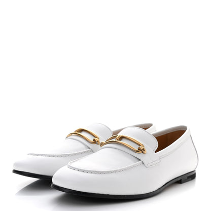 Hermes Calfskin Womens Colette Loafers 37.5 White 3 of 8