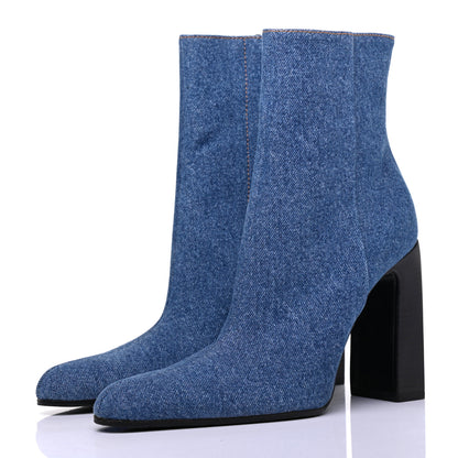 Balenciaga Denim Ankle Boots 38 Blue 3 of 10
