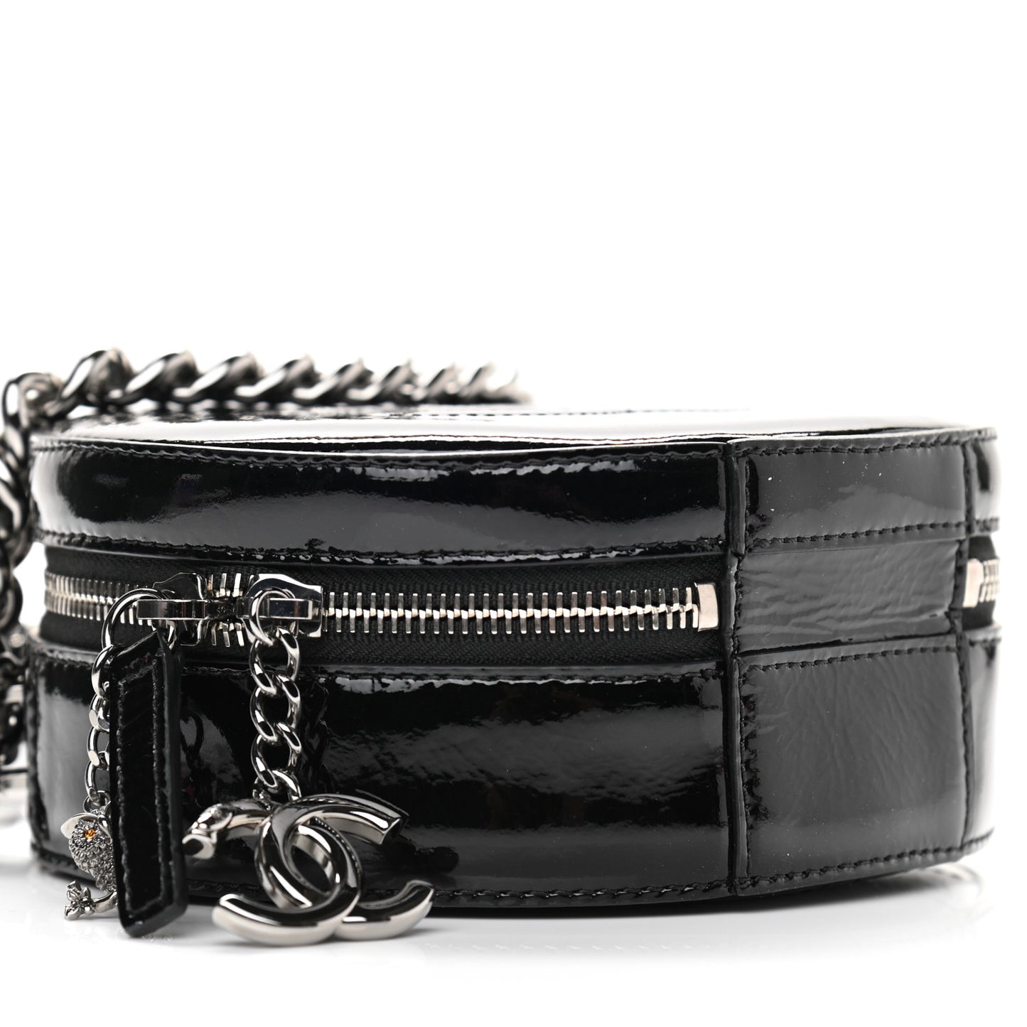 Patent Round As Earth Evening Bag Black