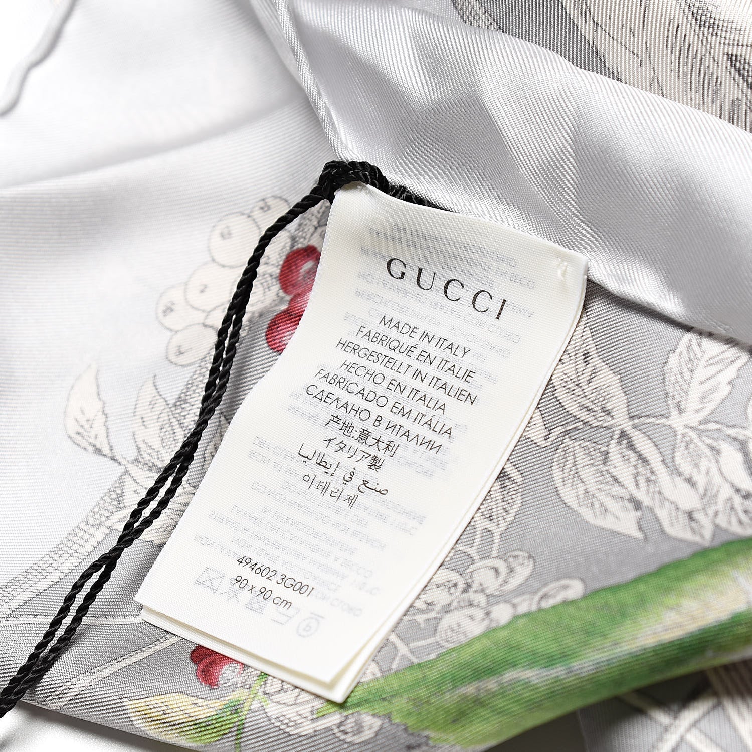 Gucci Silk Twill Wondergardenia Square Scarf Zinc Beige 3 of 4