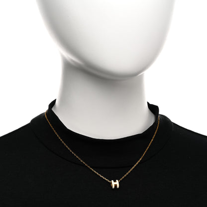 Hermes Lacquered Gold Mini Pop H Pendant Necklace White 2 of 6