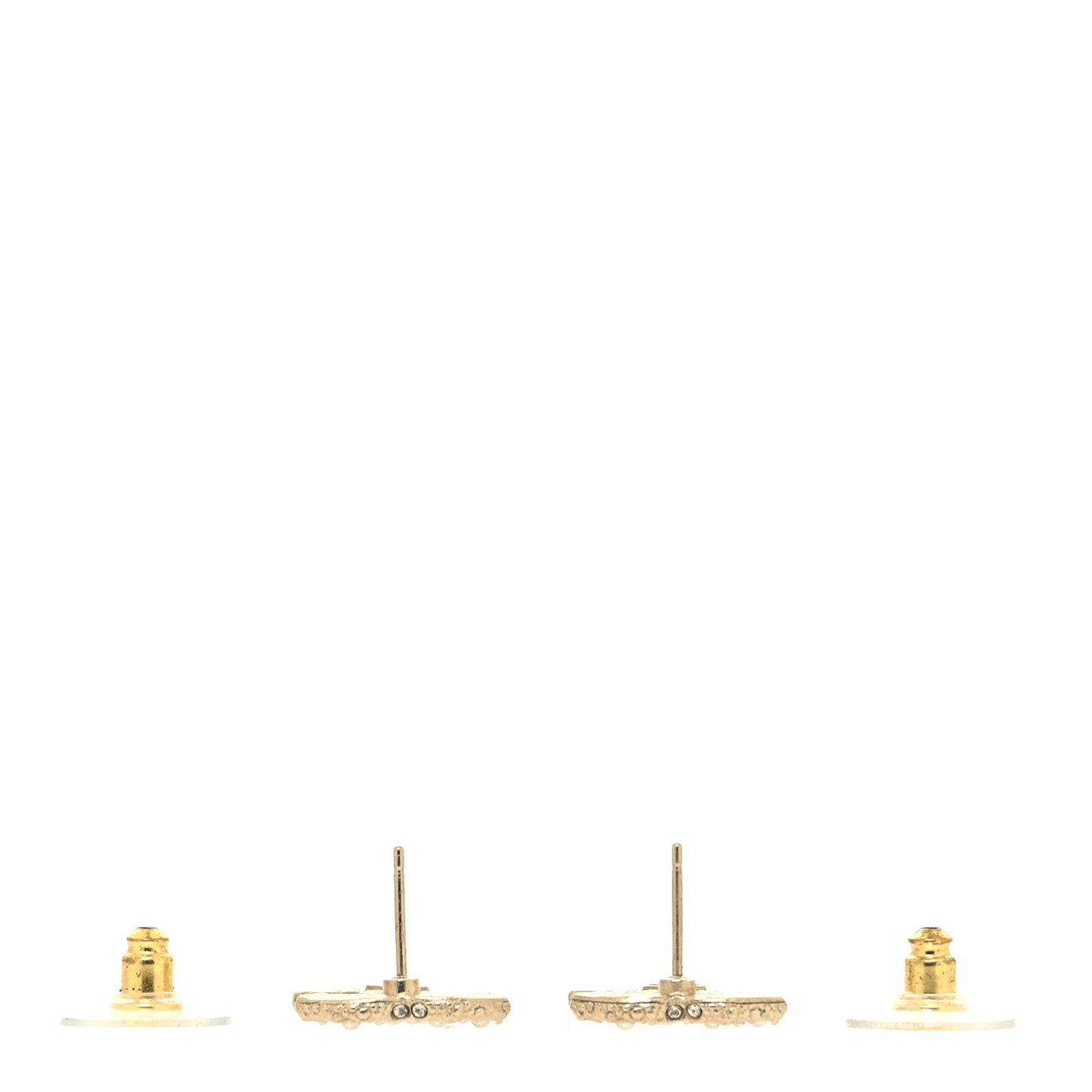 Metal Graduated Pearl Crystal CC Earrings Light Gold