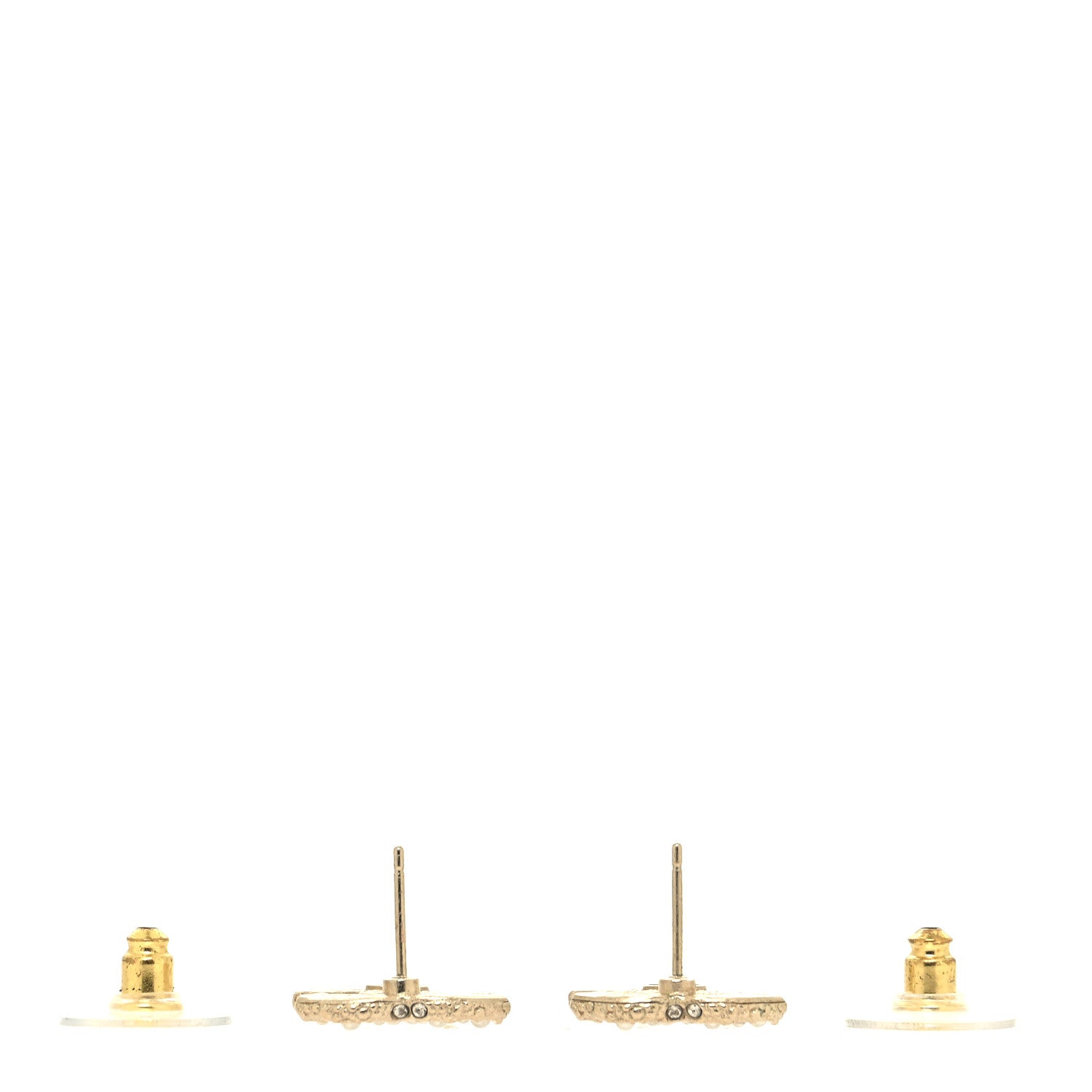 Chanel Metal Graduated Pearl Crystal CC Earrings Light Gold 3 of 4