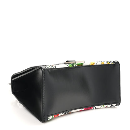 Balenciaga X GUCCI Canvas Boarded Plutone Calfskin Flora Logo Print Small Hourglass Top Handle Bag White Multicolor Black 4 of 10