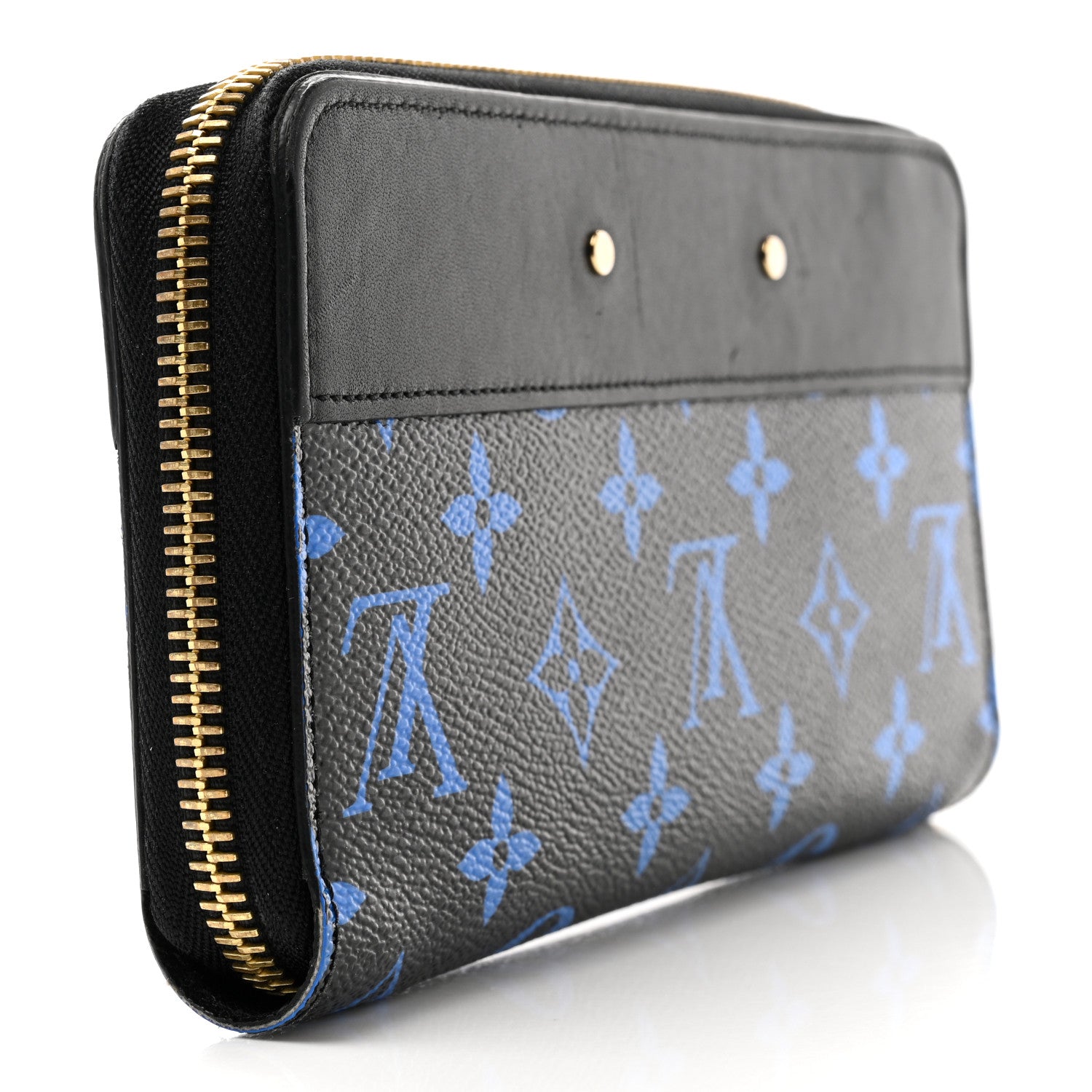 Louis Vuitton Calfskin Colored Monogram Zippy Wallet Blue Black 4 of 10