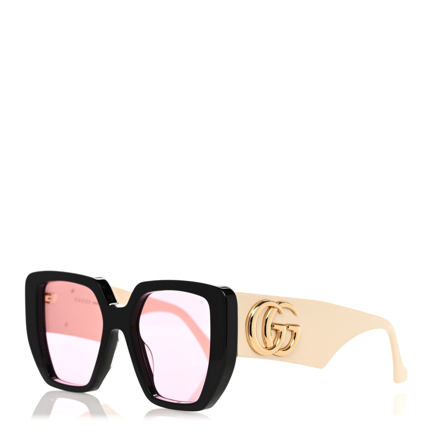 Gucci Acetate Square Frame Sunglasses GG0956S Black White 1 of 7