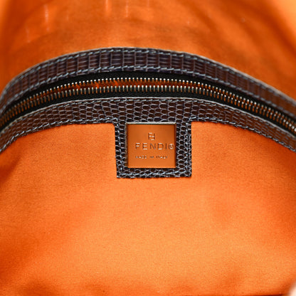 Fendi Sequin Beaded Lizard Baguette Silver Orange 5 of 14