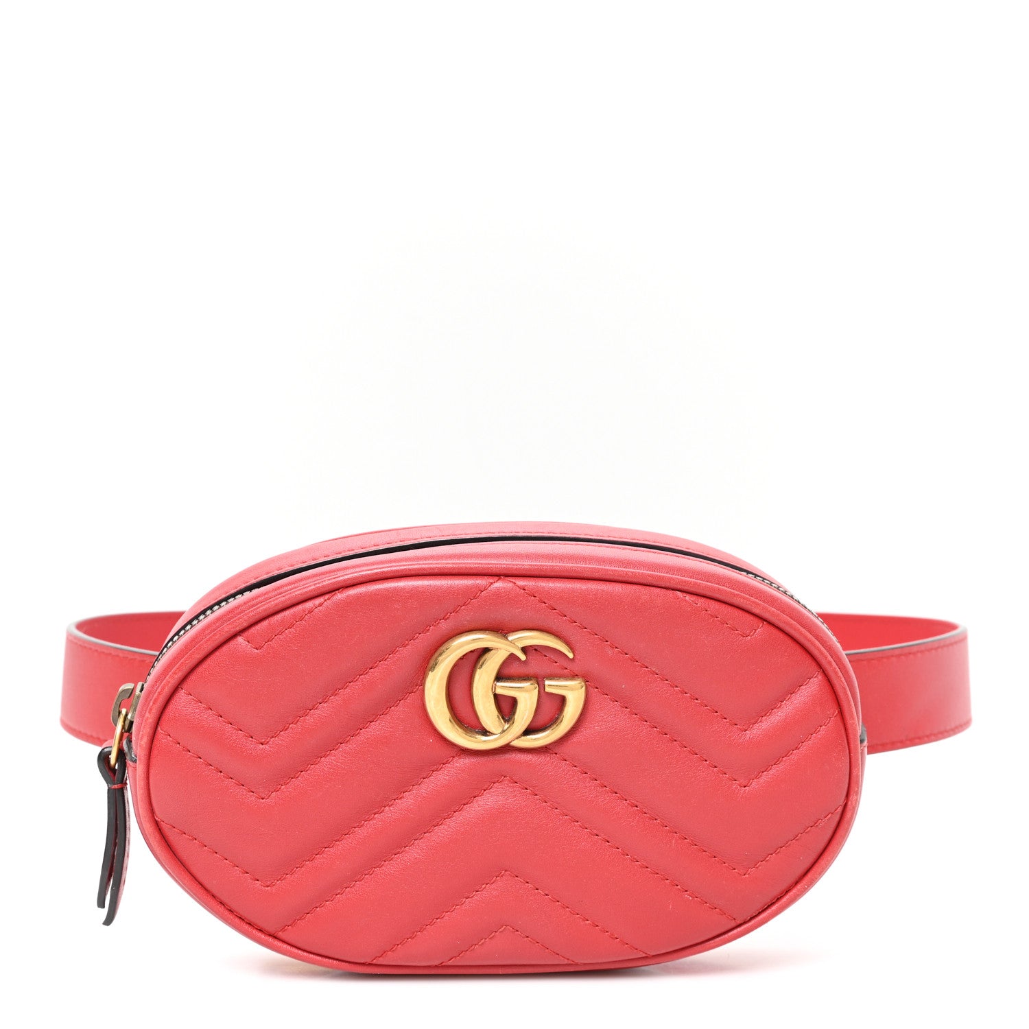 Gucci Calfskin Matelasse GG Marmont Belt Bag 75 30 Hibiscus Red 1 of 11