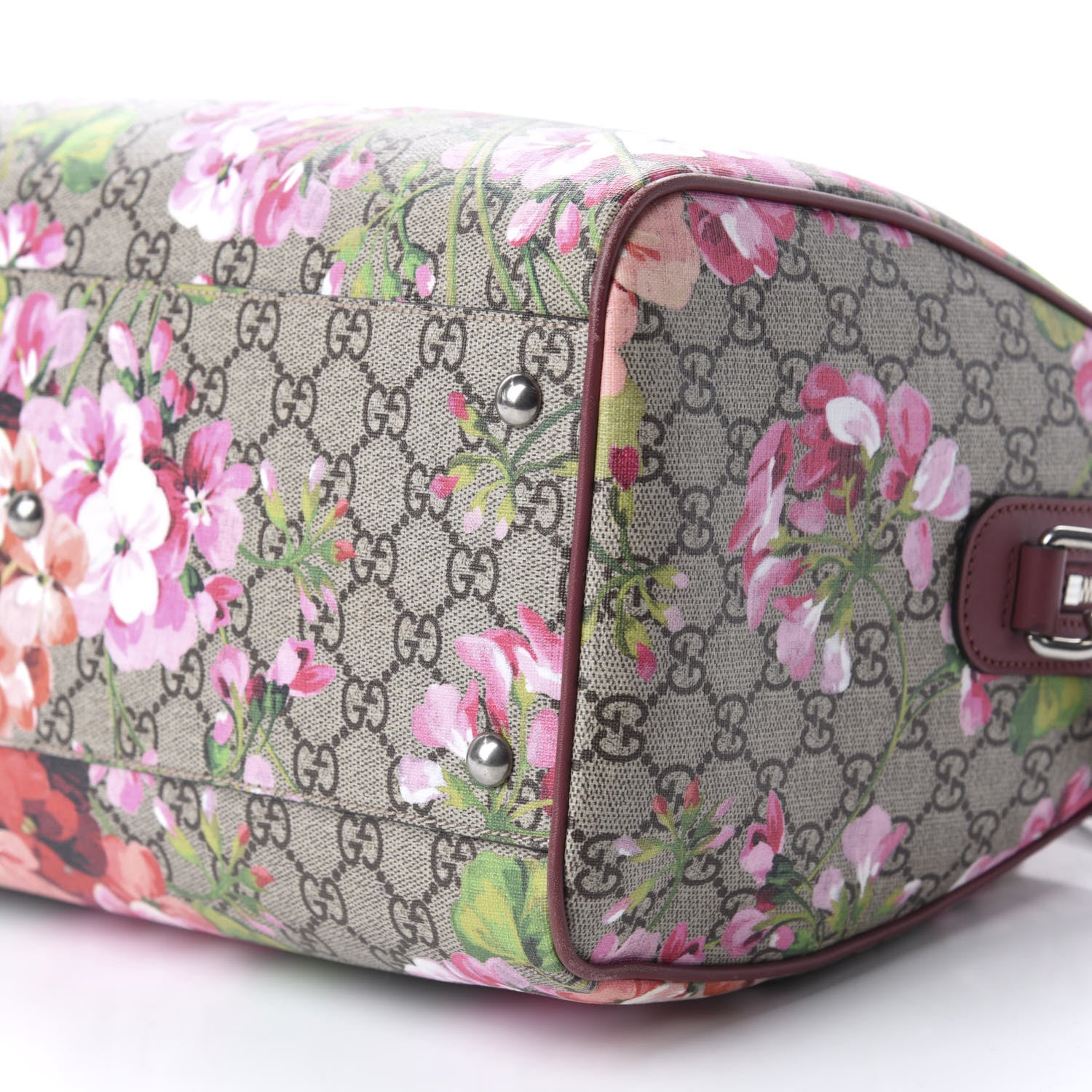 Gucci GG Supreme Monogram Blooms Medium Boston Beige Multicolor Dry Rose 7 of 11