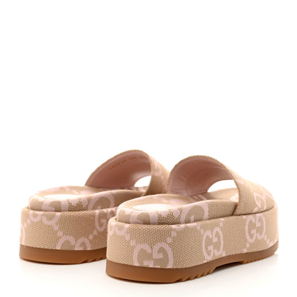 Gucci Monogram Jumbo GG Angelina Platform 55mm Slide Sandals 35.5 Beige Perfect Pink 4 of 9