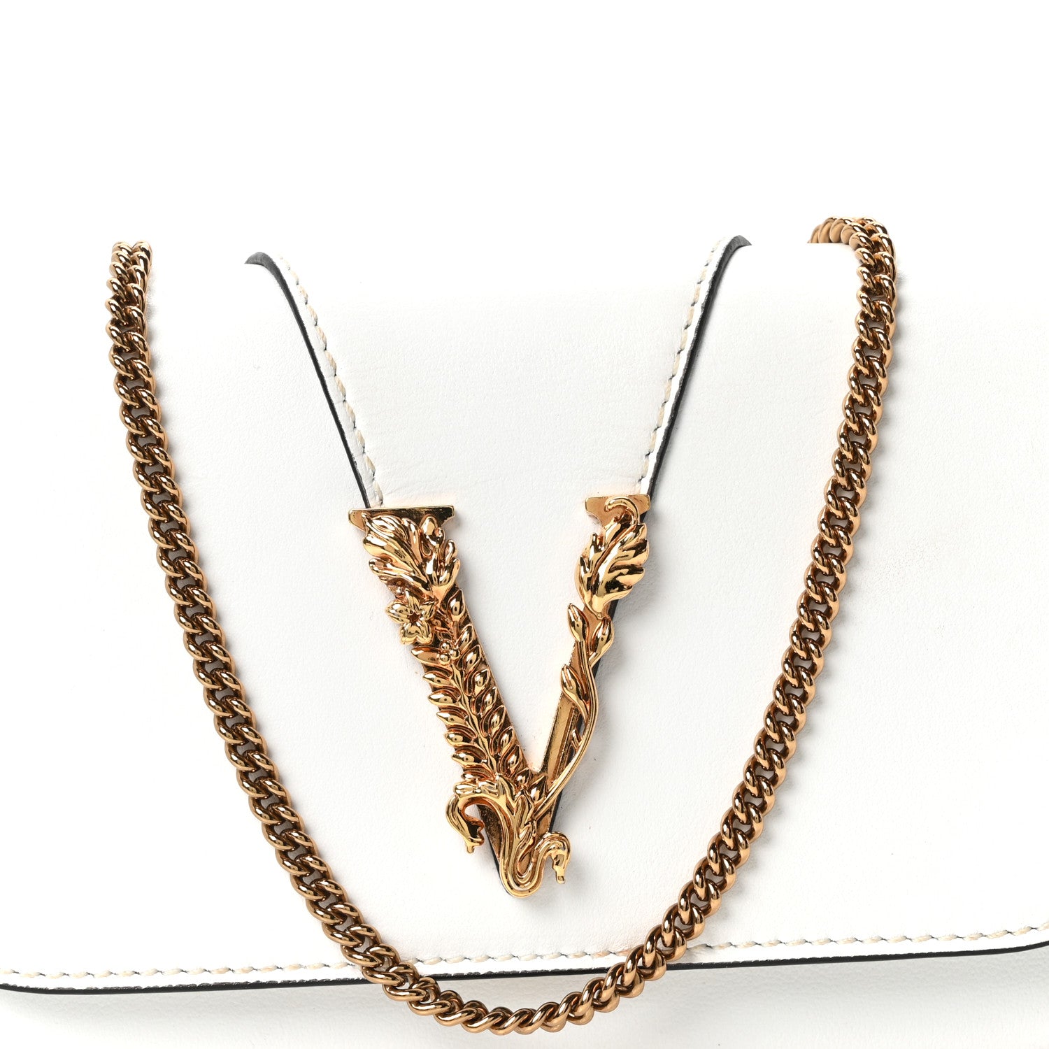 Versace Vitello Virtus Mini Chain Bag White 8 of 10