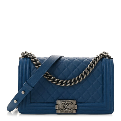 Chanel Caviar Quilted Medium Boy Flap Blue 1 of 14