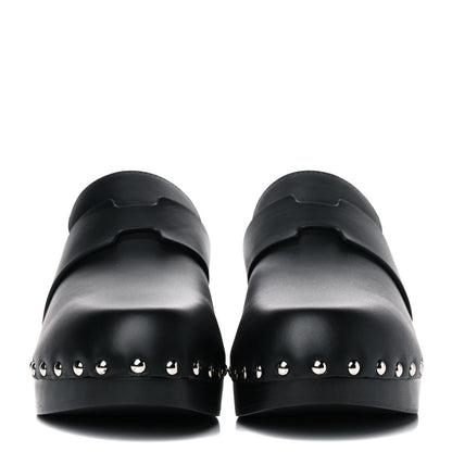 Hermes Calfskin Calya Mules 38 Black 2 of 11