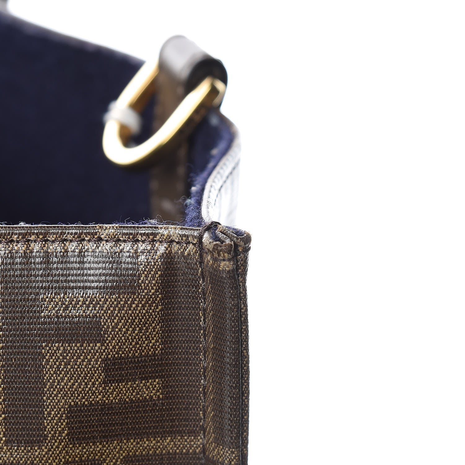 Fendi X FILA Glazed Fabric FF 1974 Mania Shopping Tote Bag Mogano Panna Blueberry 15 of 20