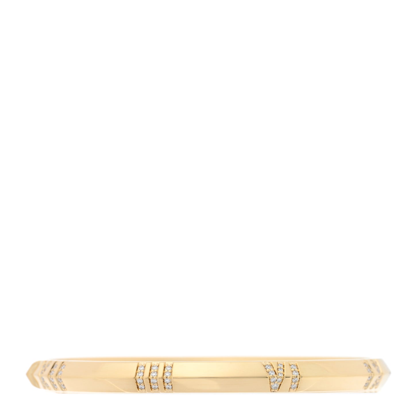 18K Yellow Gold Diamond Atlas Closed Narrow Hinged Bangle Bracelet