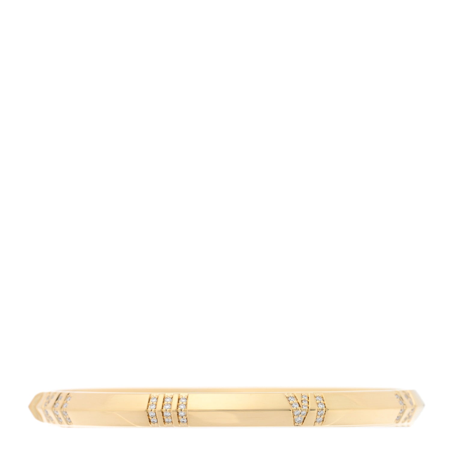 Tiffany 18K Yellow Gold Diamond Atlas Closed Narrow Hinged Bangle Bracelet 2 of 4