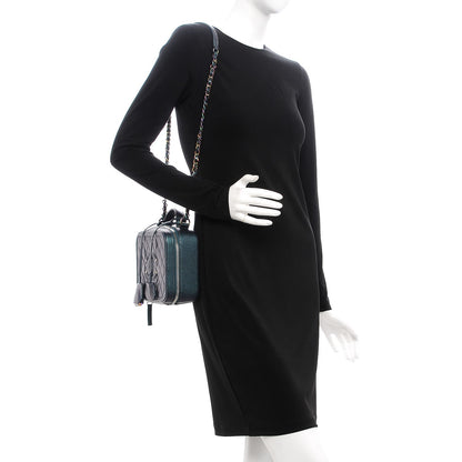 Chanel Iridescent Caviar Quilted Medium CC Filigree Vanity Case Dark Turquoise 2 of 10