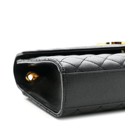 Saint Laurent Grain De Poudre Textured Mixed Matelasse Triquilt Medium Monogram Satchel Black 9 of 11