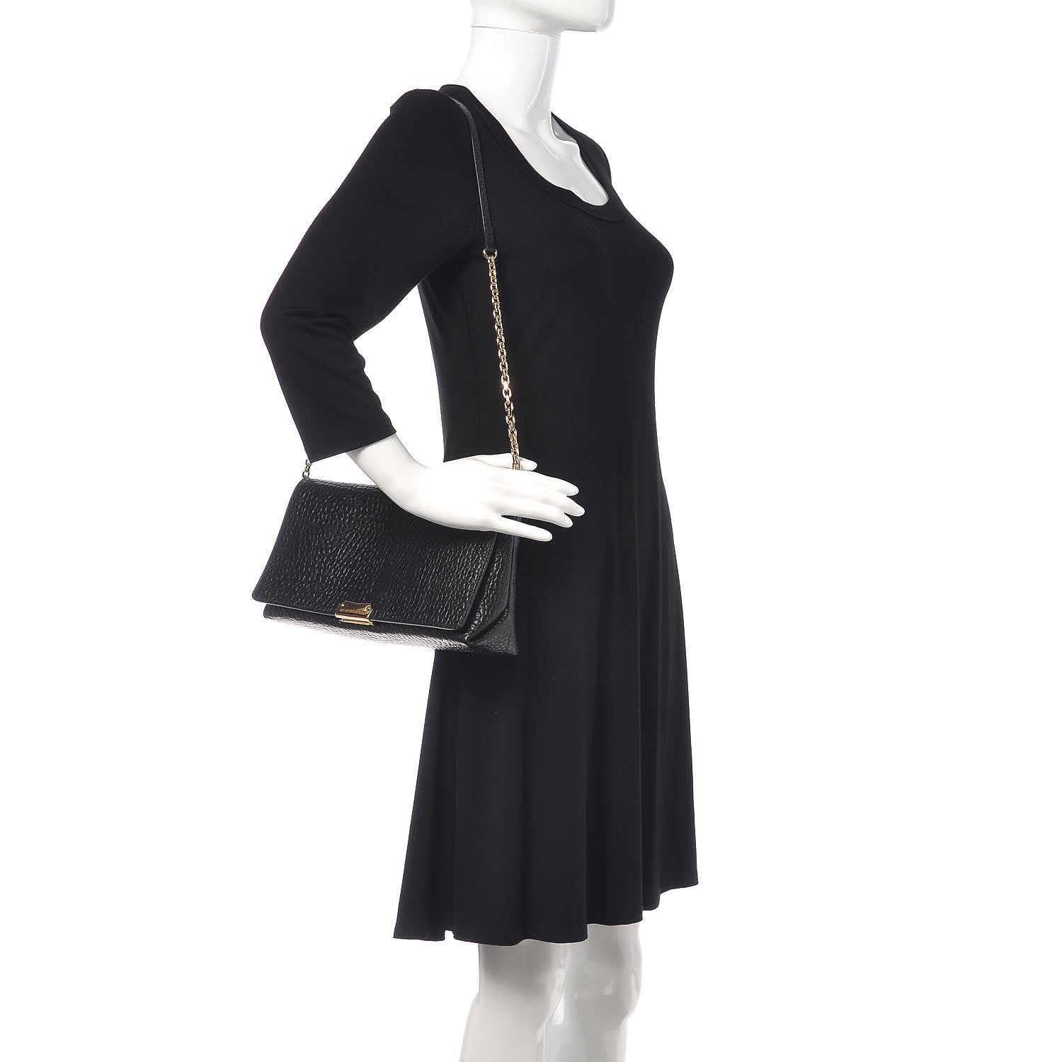 Burberry Signature Grain Medium Mildenhall Crossbody Bag Black 2 of 9