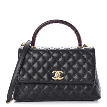 Chanel Caviar Lizard Quilted Small Coco Handle Flap Black 1 of 10