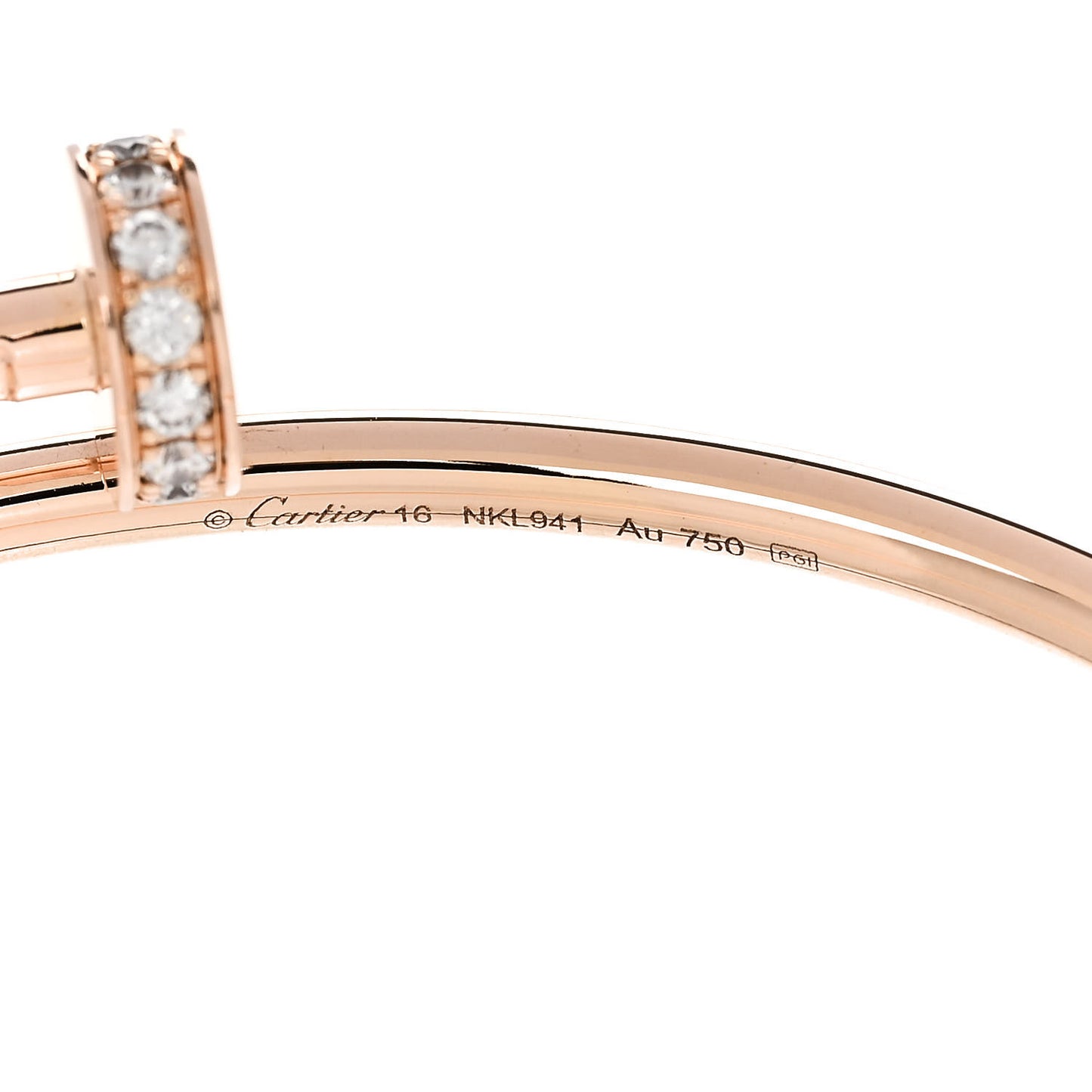 18K Pink Gold Diamond Small Juste Un Clou Bracelet 16