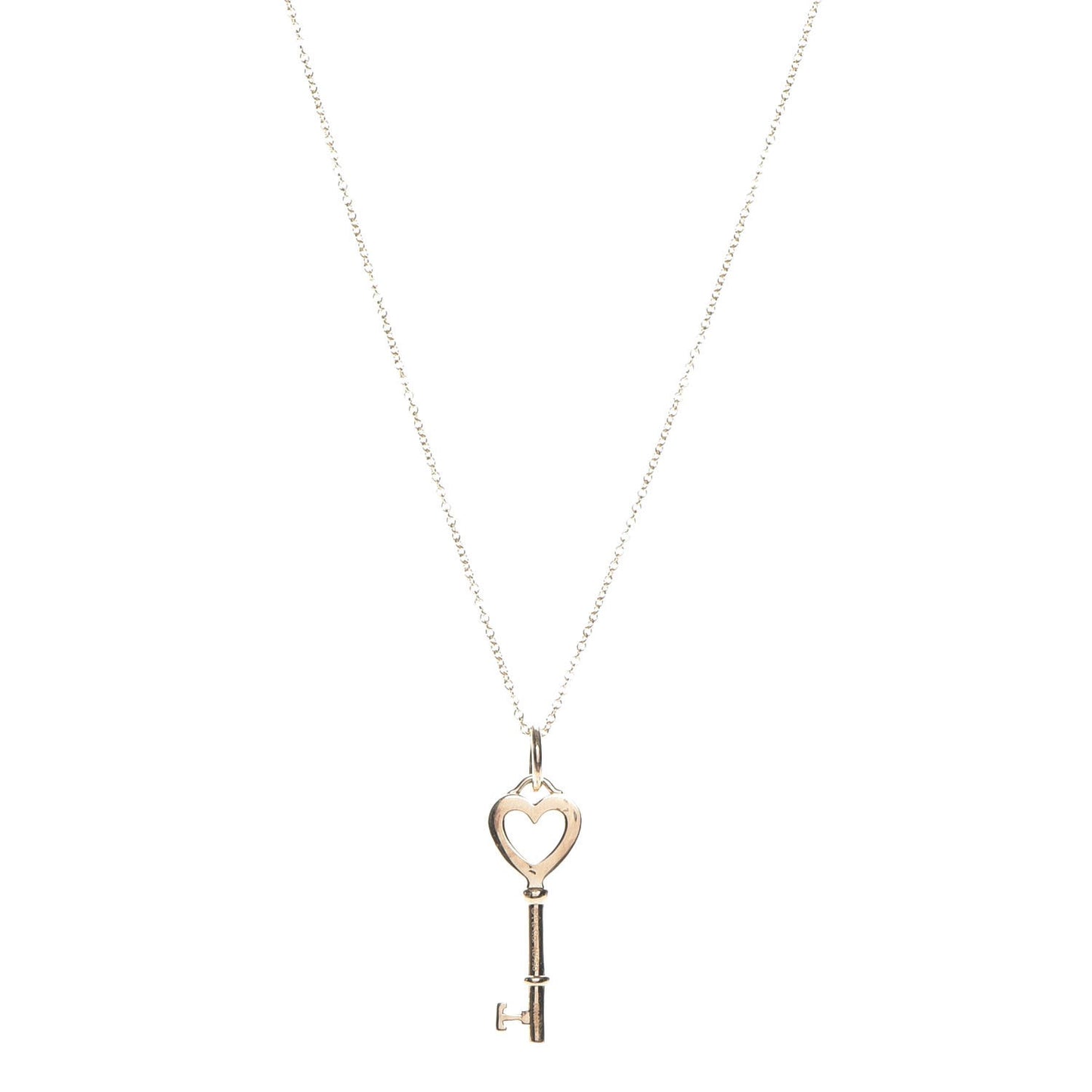 18K Yellow Gold Mini Heart Key Pendant Necklace