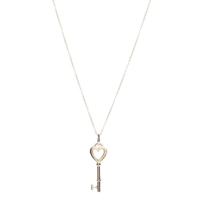 Tiffany 18K Yellow Gold Mini Heart Key Pendant Necklace 1 of 9