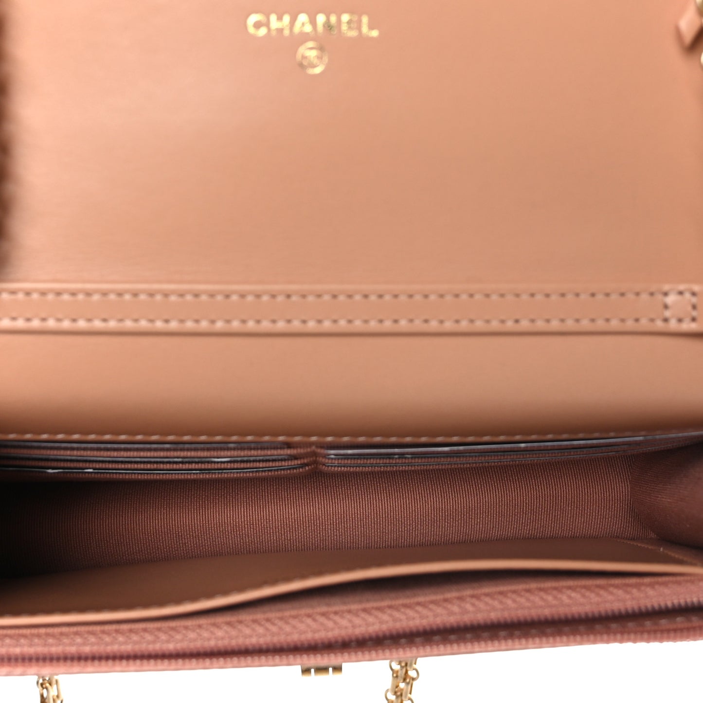 Calfskin Quilted Reissue Wallet On Chain WOC Beige