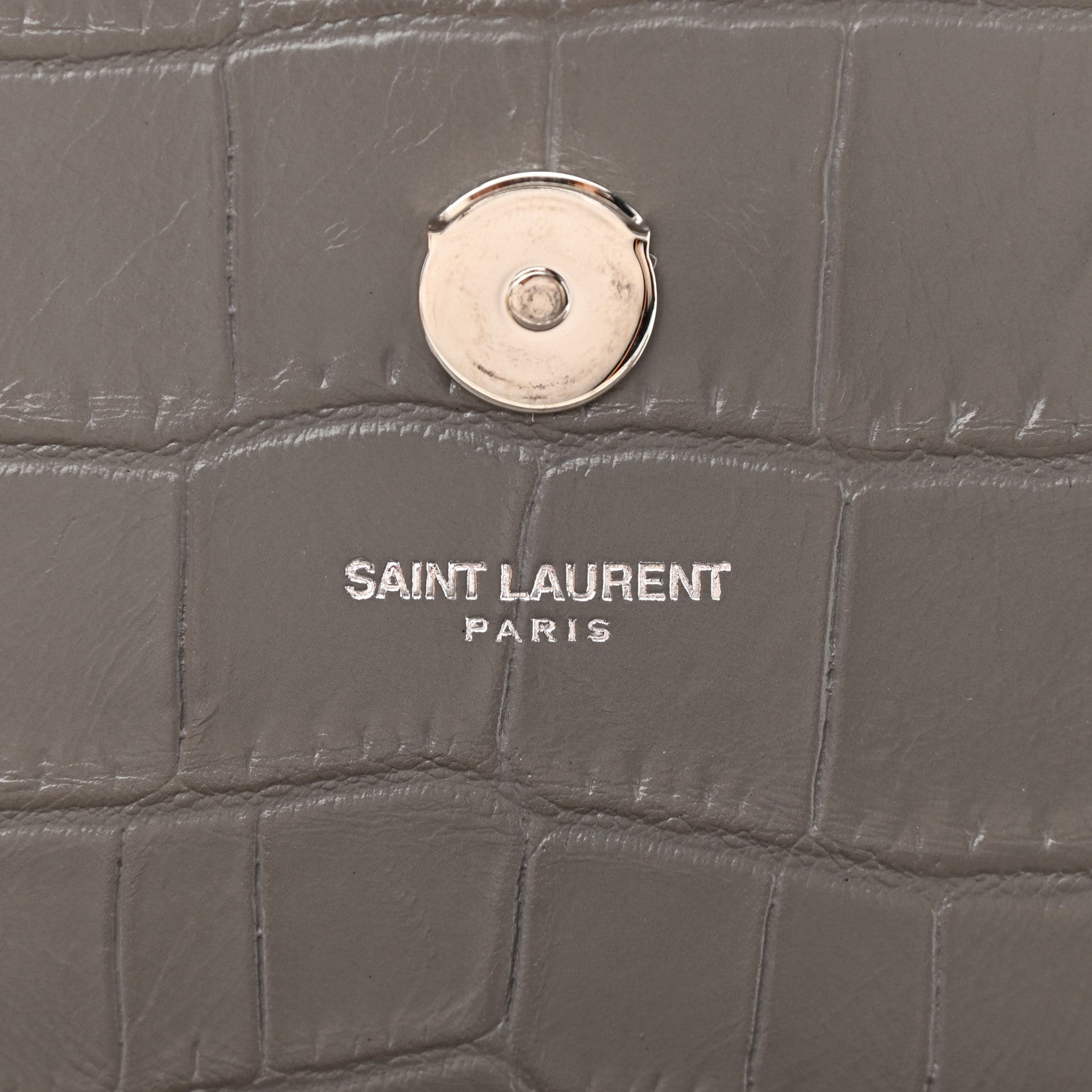 Saint Laurent Calfskin Crocodile Embossed Medium Classic Monogram Kate Tassel Satchel Fog 5 of 10
