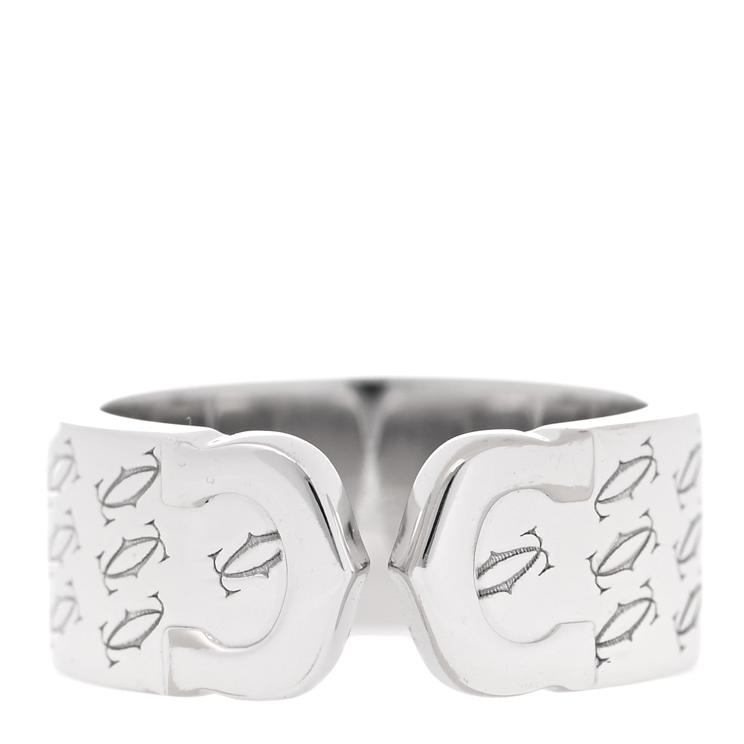 Cartier 18K White Gold C De Cartier Christmas Ring 51 5.75 1 of 6