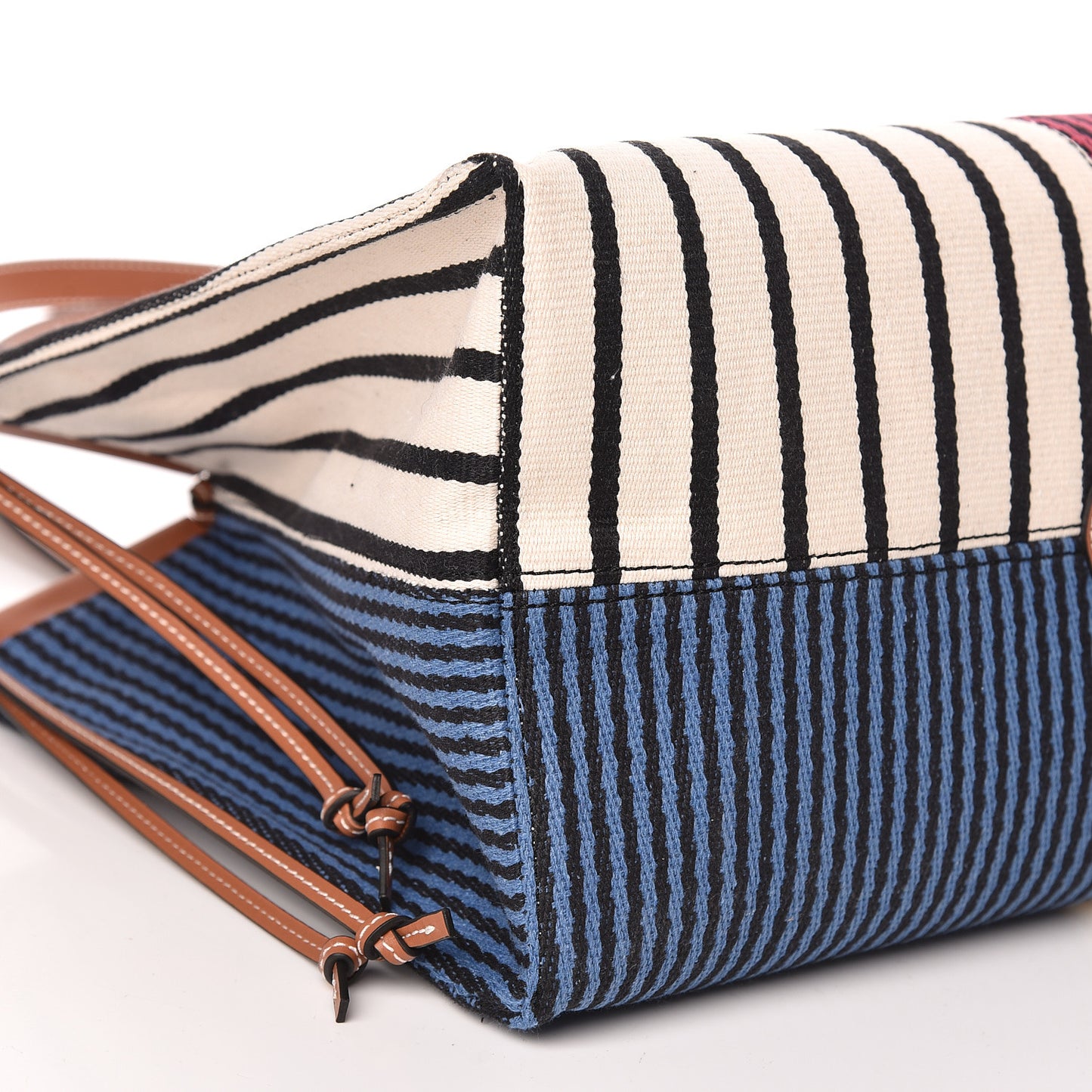 Canvas Calfskin Print Paulas Ibiza Stripes Cushion Tote Red White