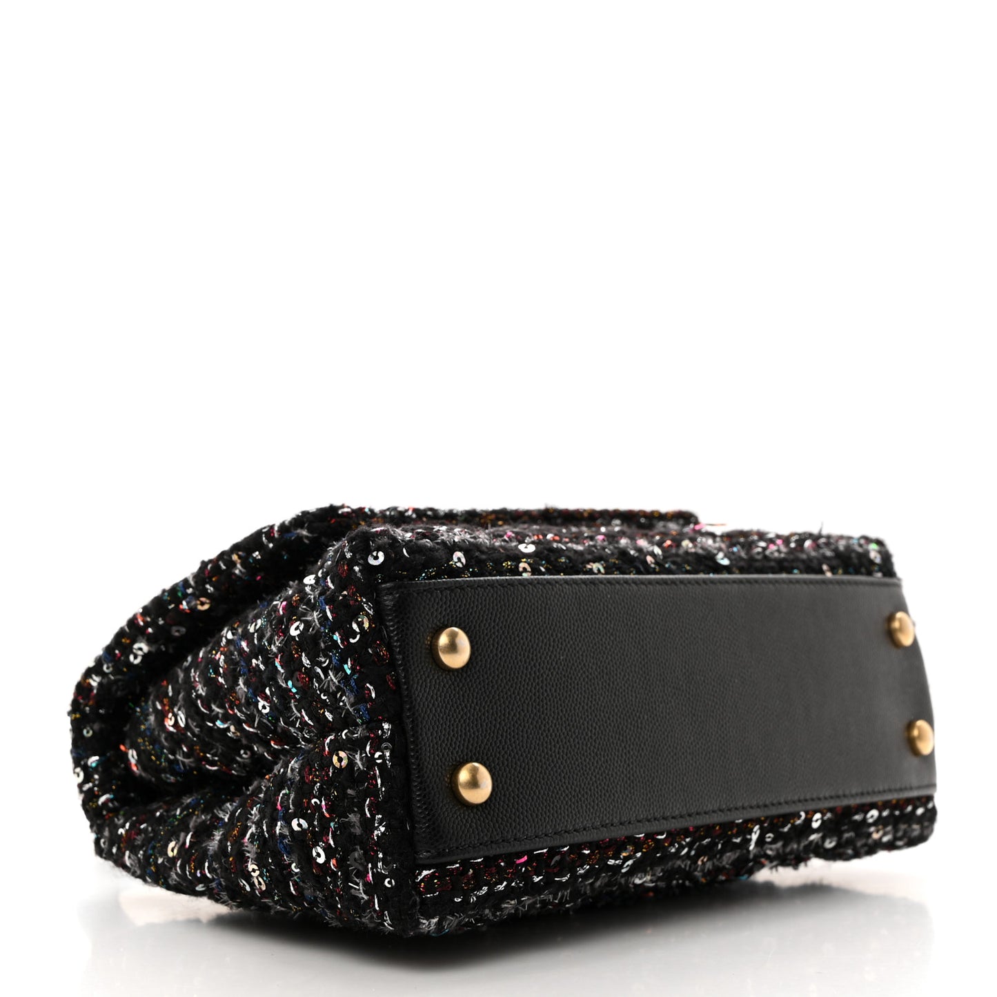 Tweed Sequin Mini Coco Handle Flap Black