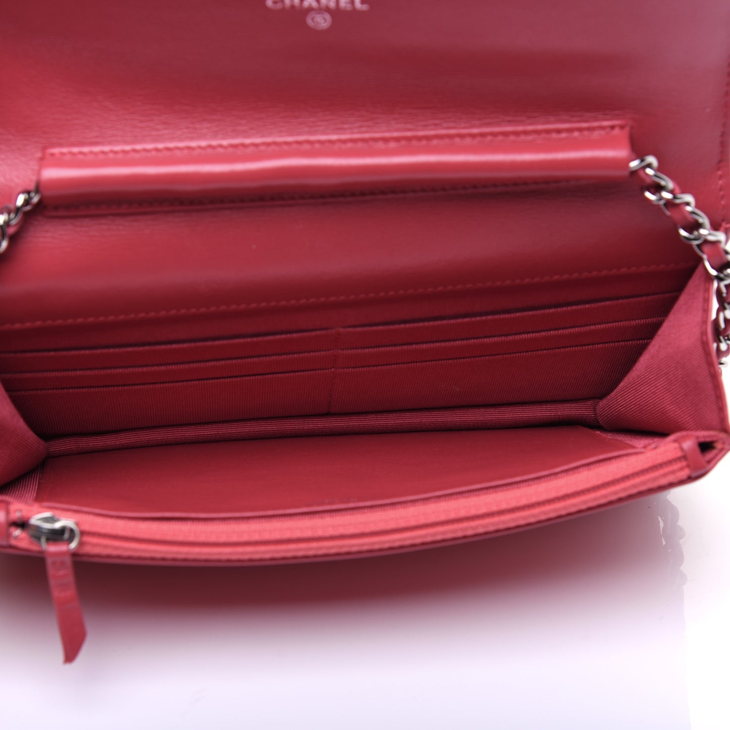 Patent Quilted Wallet On Chain WOC Coral