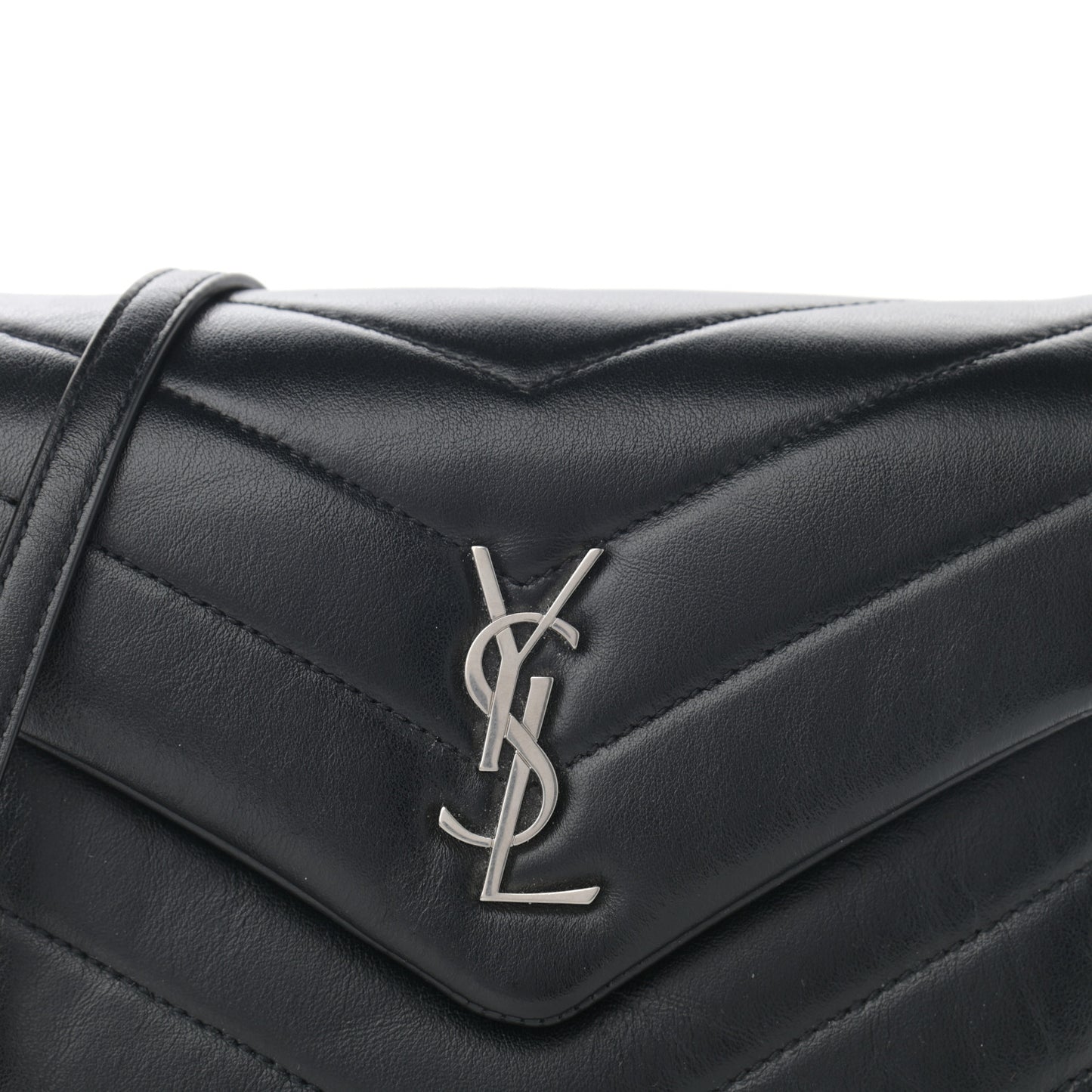 Calfskin Y Quilted Monogram Toy Loulou Crossbody Bag Black