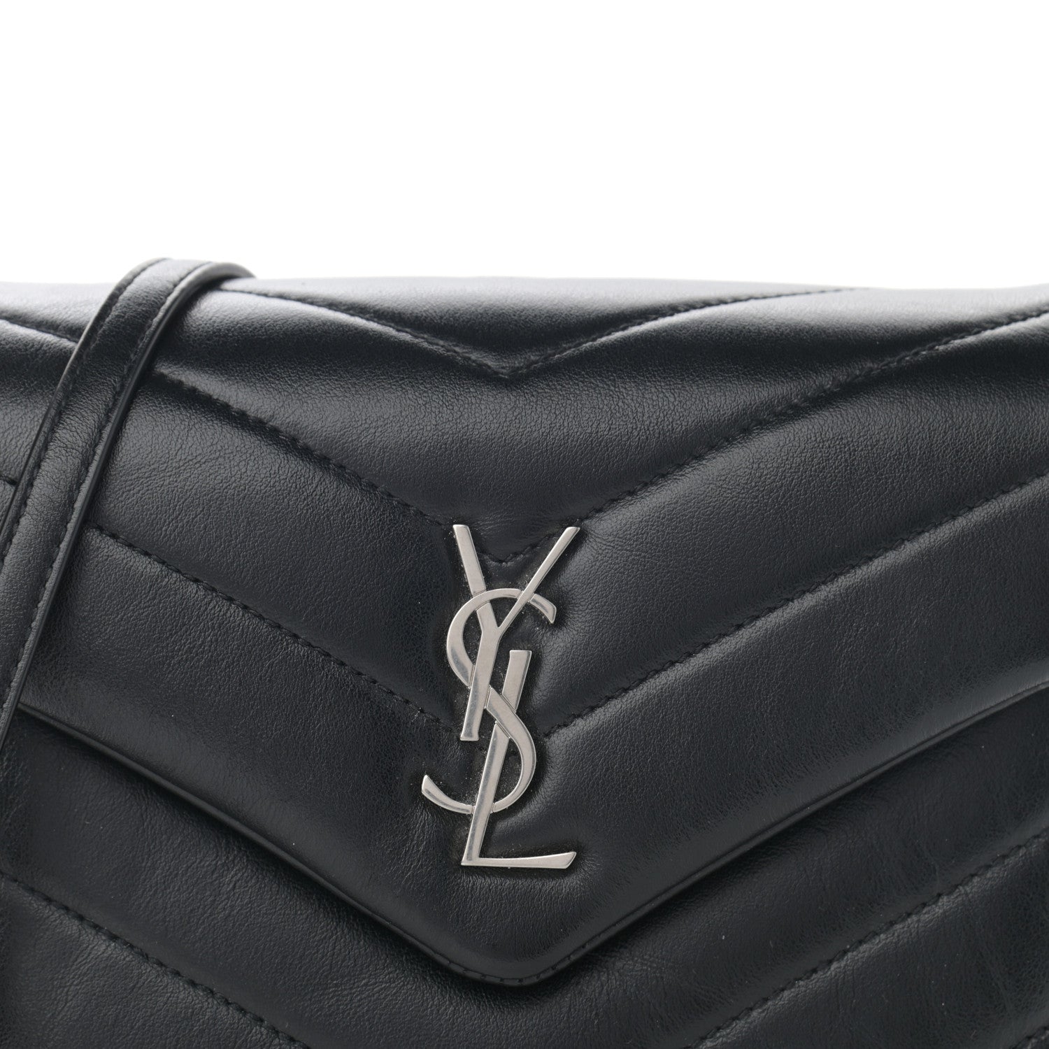 Saint Laurent Calfskin Y Quilted Monogram Toy Loulou Crossbody Bag Black 11 of 12