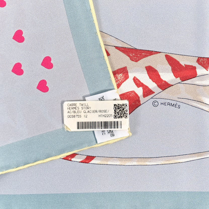 Hermes Silk Story 90 Scarf Bleu Glacier Rose Multicolor 3 of 3