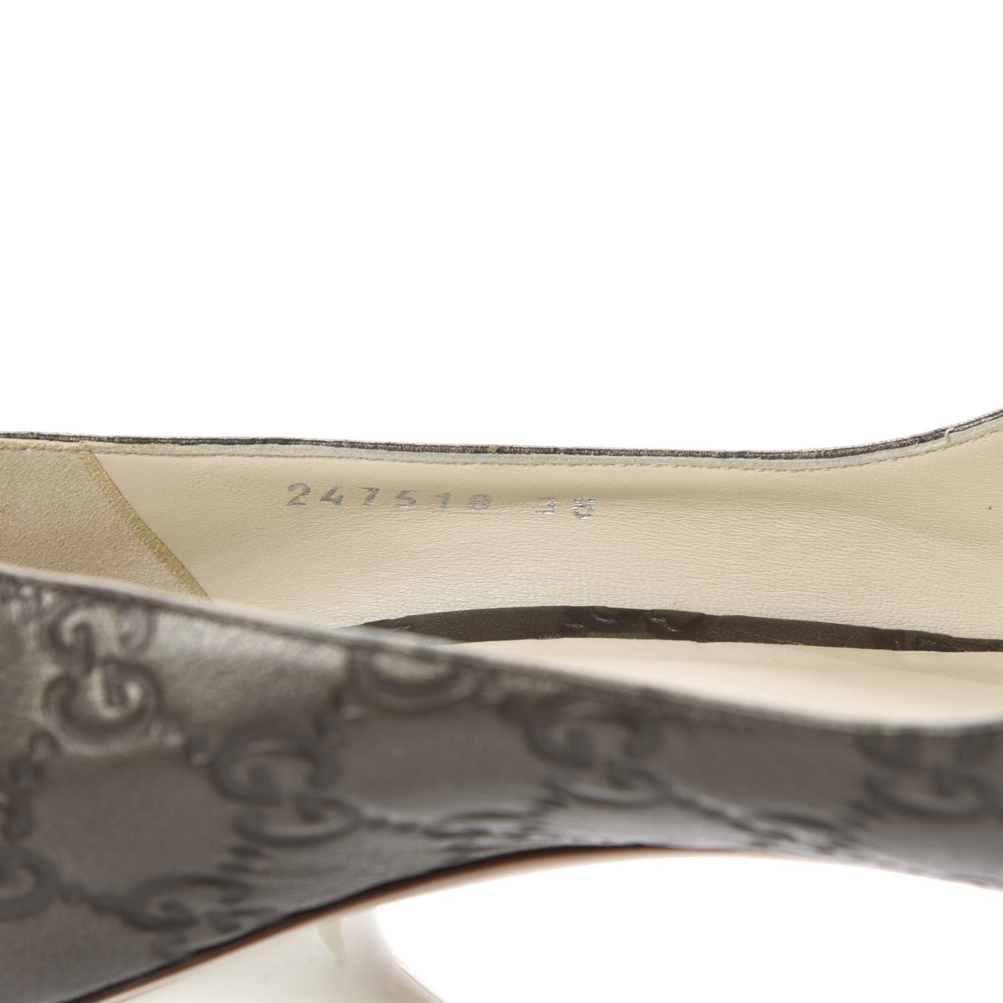 Guccissima Horsebit Peep Toe Heels 38 Dark Grey