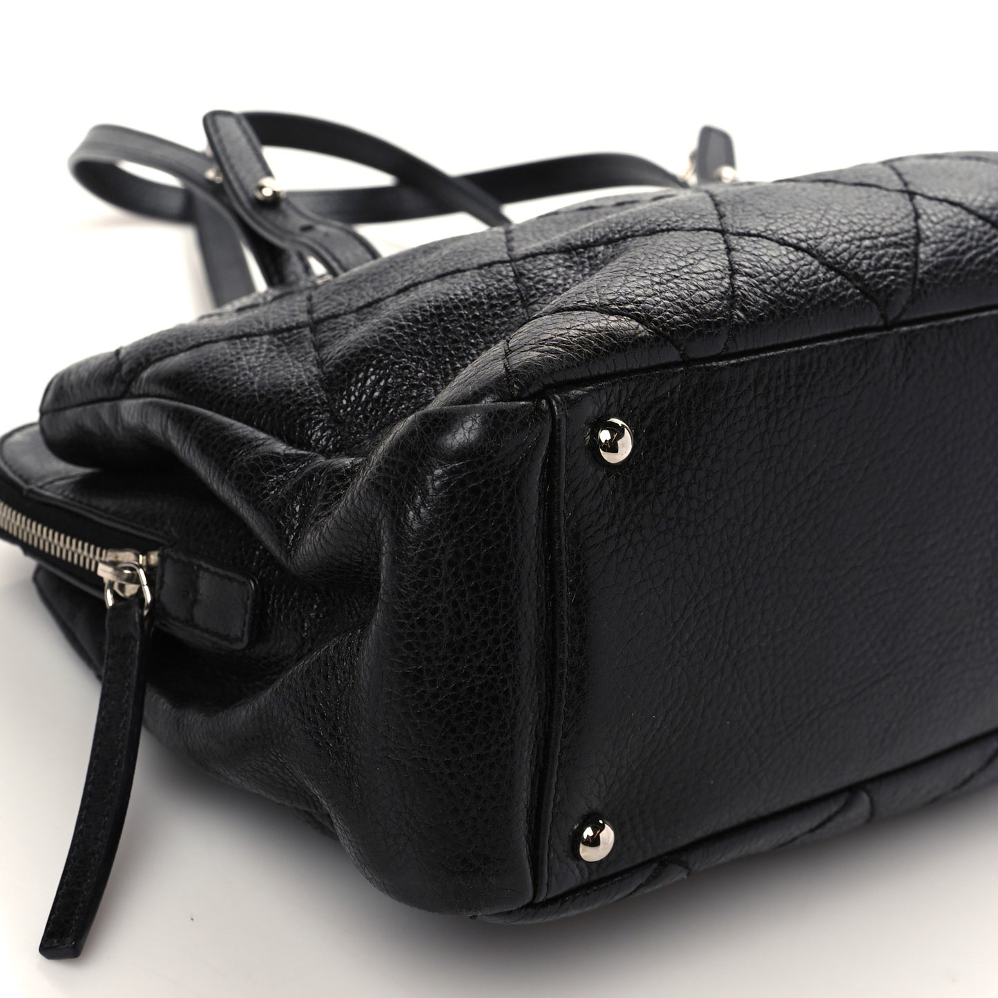 Glazed Calfskin On the Road Zip Tote Black
