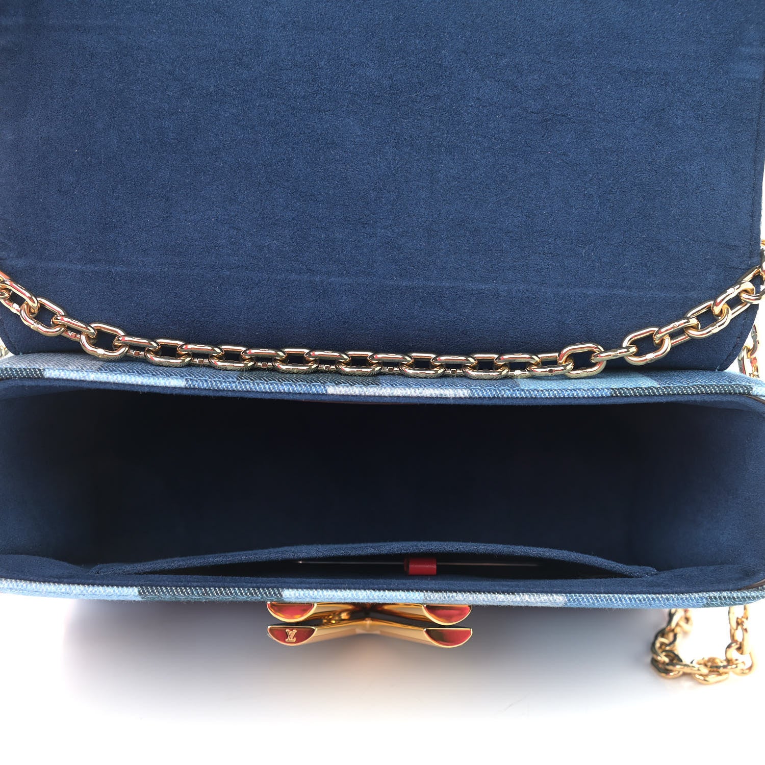 Louis Vuitton Denim Damier Monogram Twist Shoulder Bag MM Blue Rouge 5 of 9