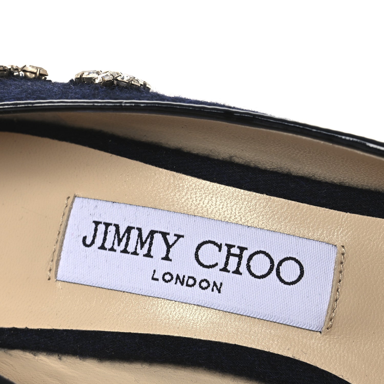 Jimmy Choo Crystal Embellished Romy 100 Flannel Pumps 37 Navy 17 of 20