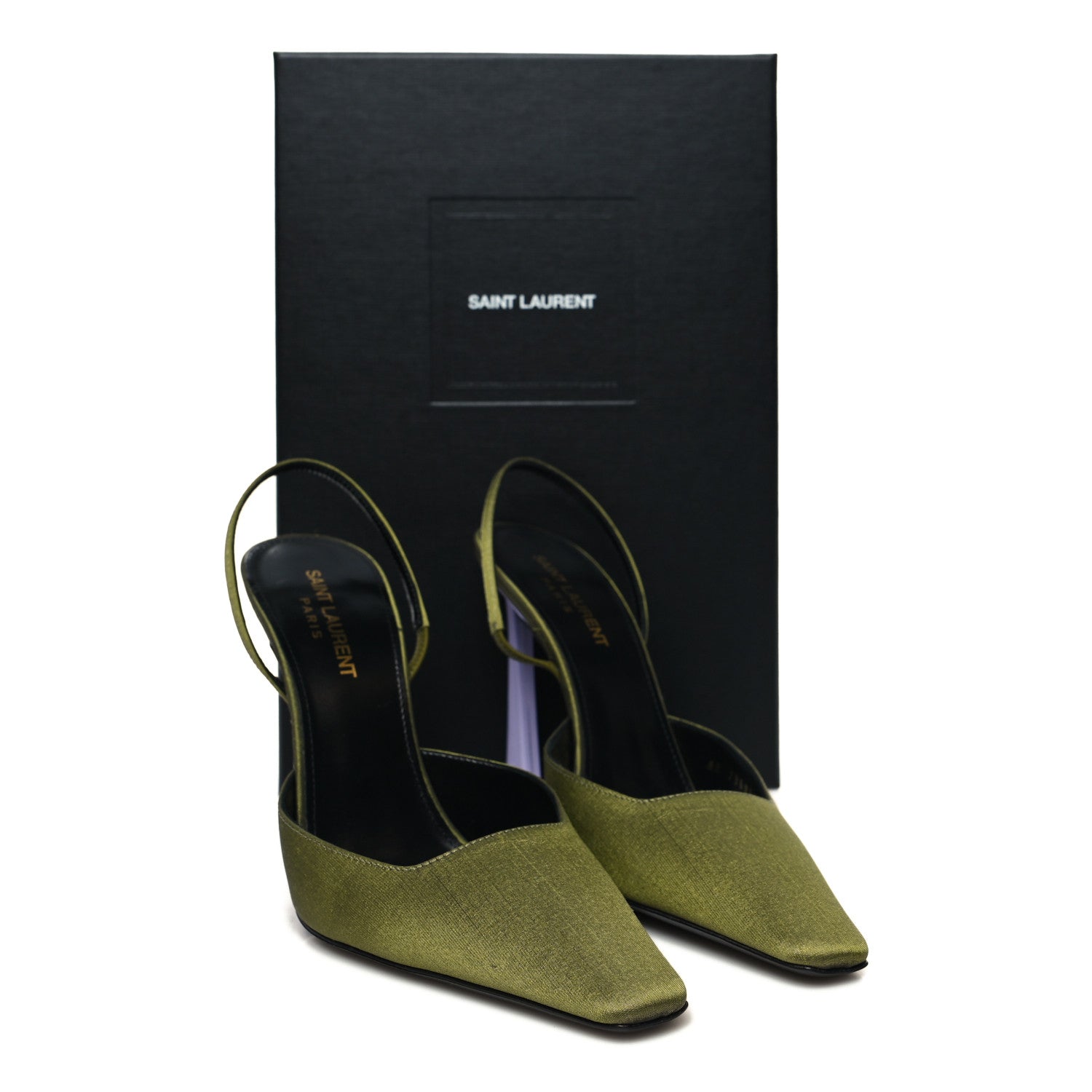 Saint Laurent Crepe De Chine Blade 105 Slingback Pumps 38 Lime 9 of 9
