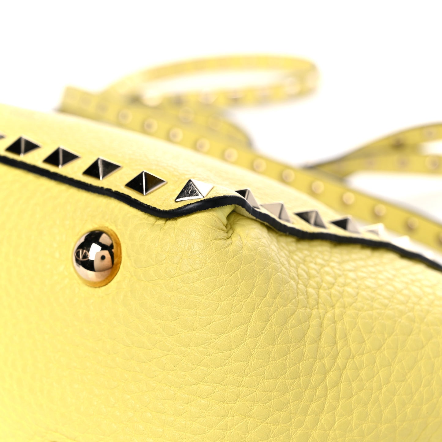 Pebbled Calfskin Mini Rockstud Tote Jonquill