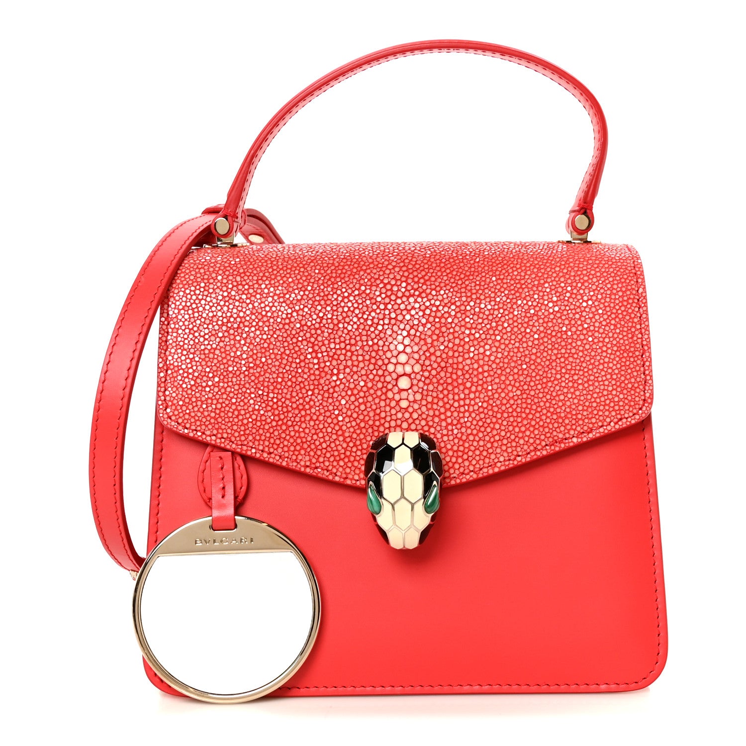Bulgari Calfskin Galuchat Serpenti Forever Crossbody Red 3 of 12