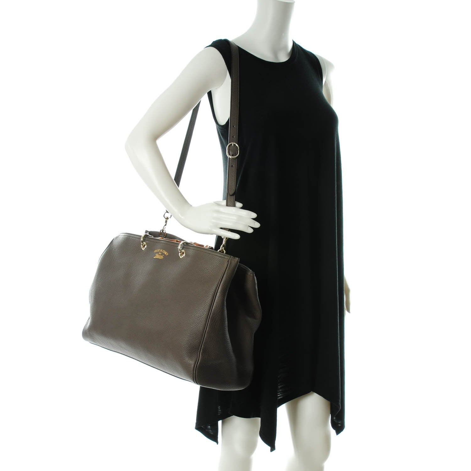 Gucci Calfskin Large Bamboo Shopper Tote Grey Field 2 of 7