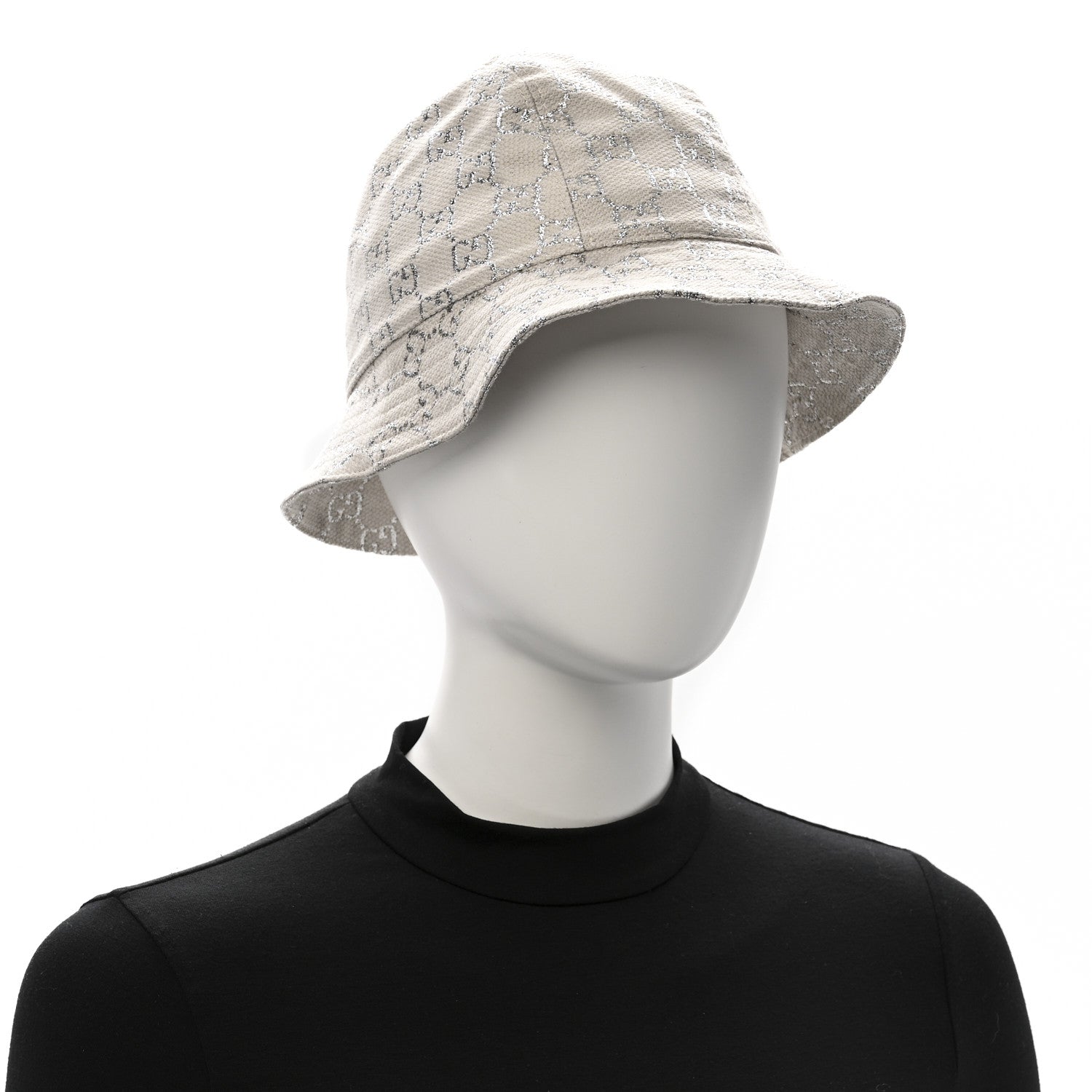 Gucci Canvas Lame GG Monogram Bucket Hat S Silver 2 of 9