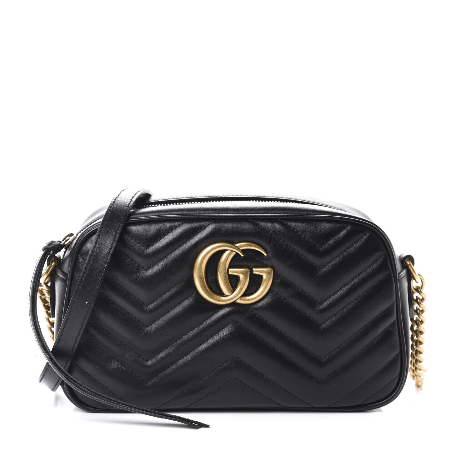 Calfskin Matelasse Small GG Marmont Chain Shoulder Bag Black
