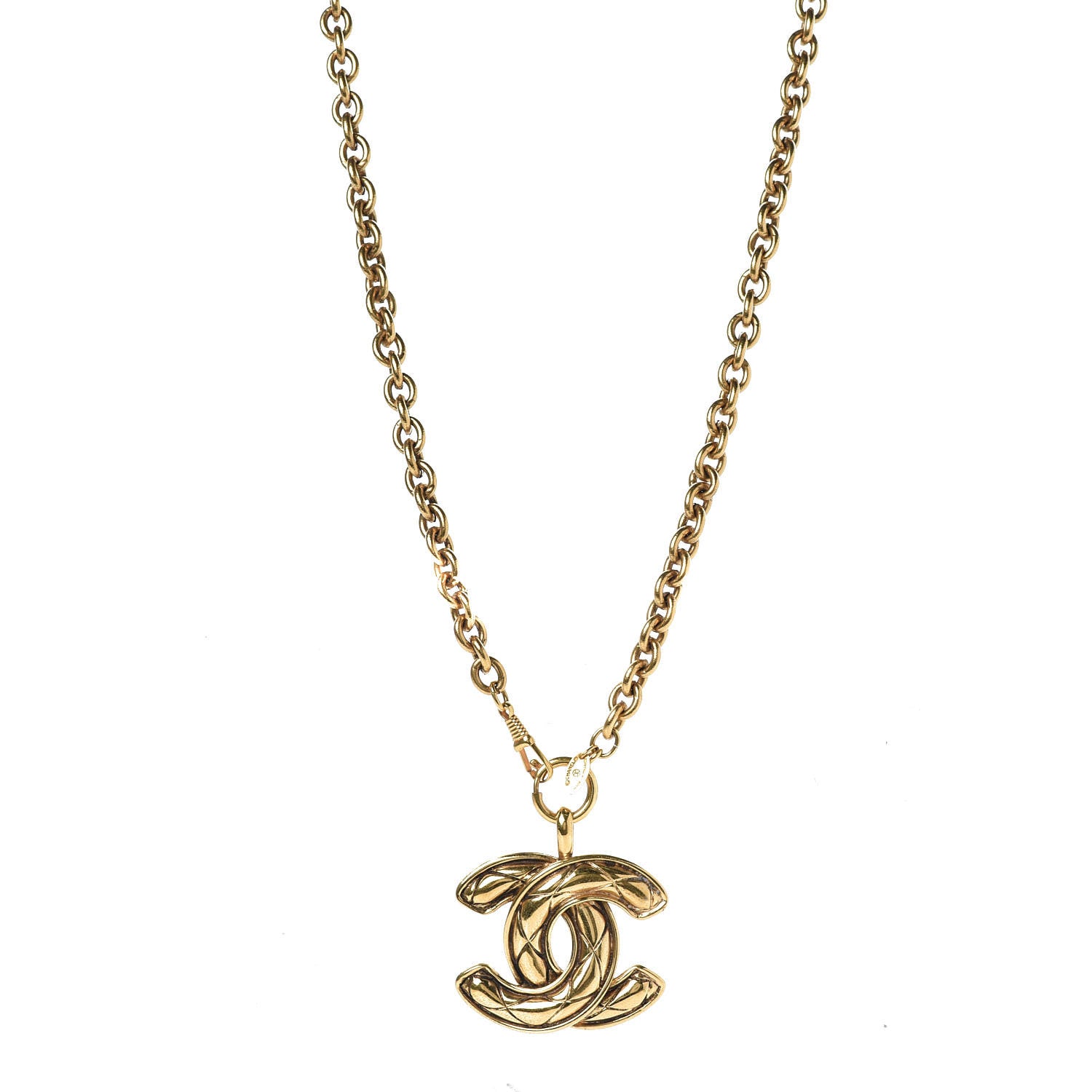 Chanel Quilted Large CC Long Chain Necklace Gold 1 of 23